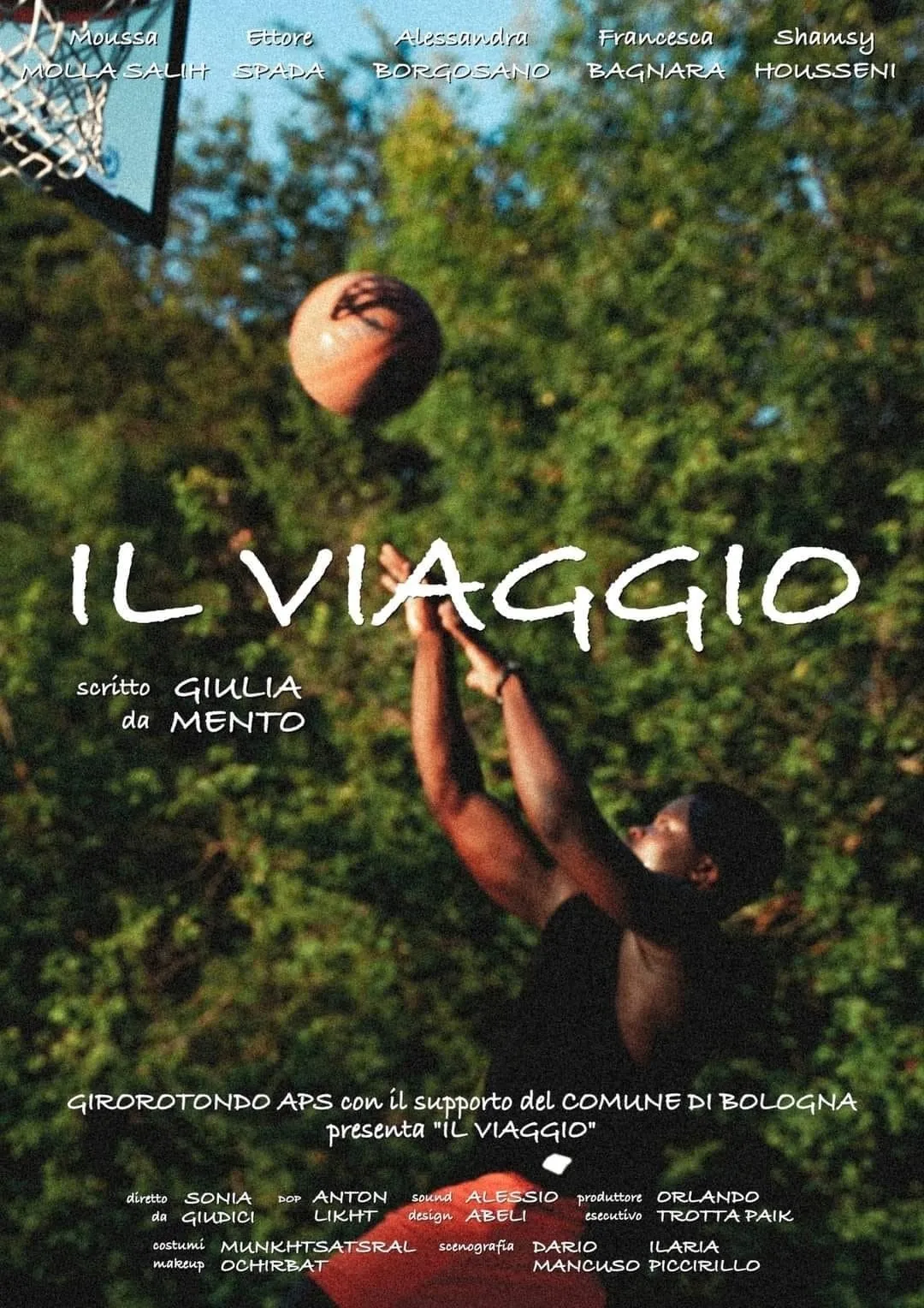 Graphic poster for Il viaggio with a woman in profile and a red landscape.